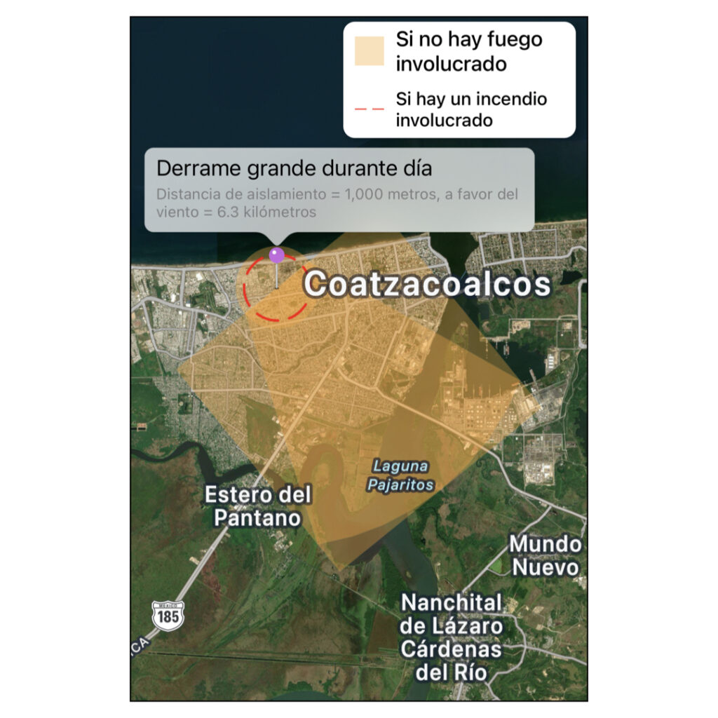 Screenshot del mapa de cloro