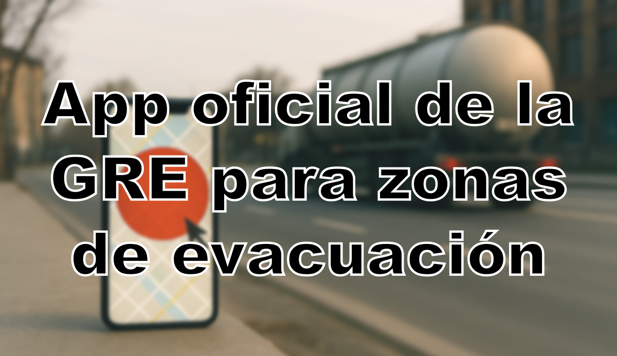 Imagen conceptual de un teléfono móvil con una zona de evacuación en pantalla