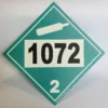 Foto frontal de cartel clase 2.2 con ejemplo de UN 1072