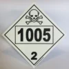 Foto frontal de cartel clase 2.3 con ejemplo de UN 1005