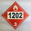 Foto frontal de cartel clase 3 con ejemplo de UN 1202
