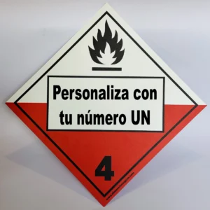 Foto de cartel clase 4.2 con UN personalizado