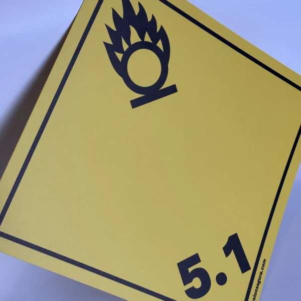 clase5.1-sinUN-lateral Foto lateral de cartel clase 5.1 como riesgo secundario