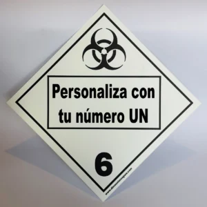 Foto de cartel clase 6.2 con UN personalizado