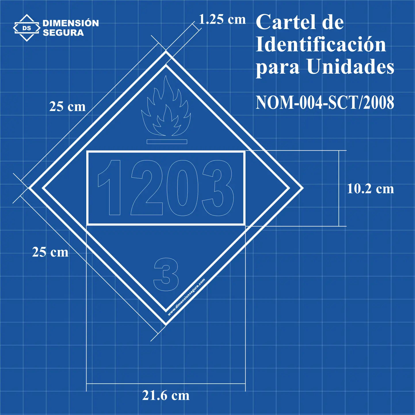 Plano con estilo diseño industrial para el cartel según las medidas normativas
