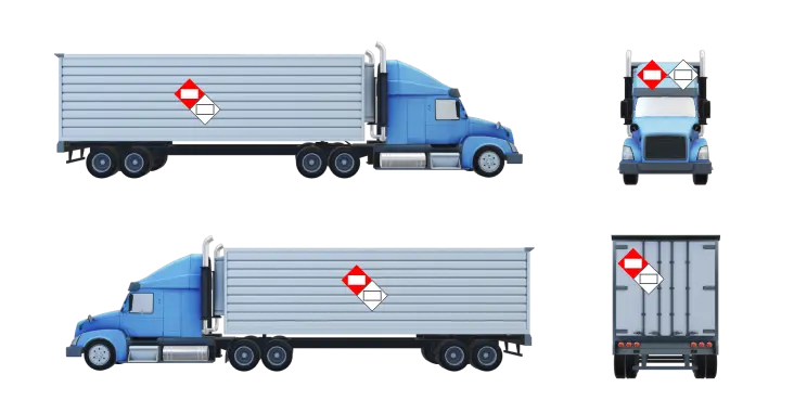 Esquema de dónde se portan los carteles en las unidades con dos materiales