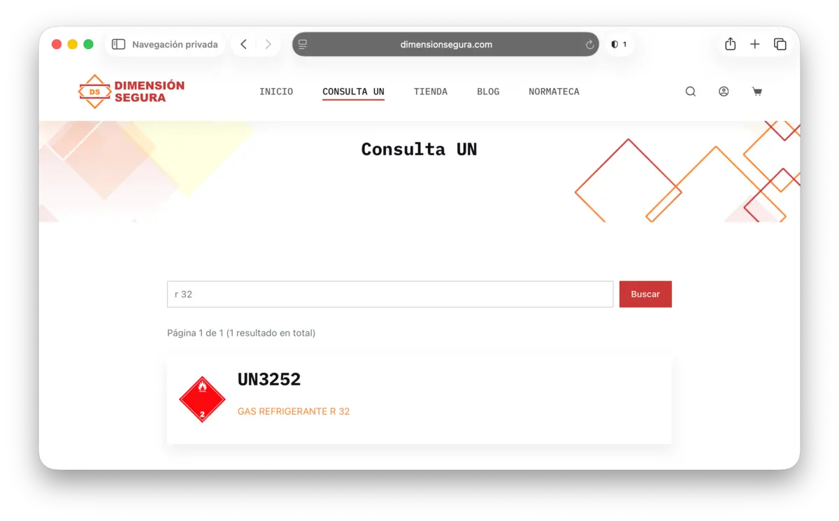 Screenshot de búsqueda para 'R 32'