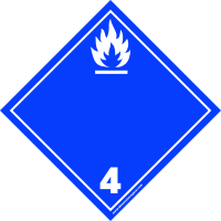 Clase 4.3 - Cartel azul con símbolo de flama