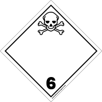 Clase 6.1 - Cartel blanco con símbolo de calavera y tibias cruzadas
