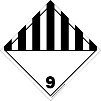 Clase 9 - Cartel siete franjas negras arriba y blanco abajo con símbolo de siete franjas verticales en la mitad superior